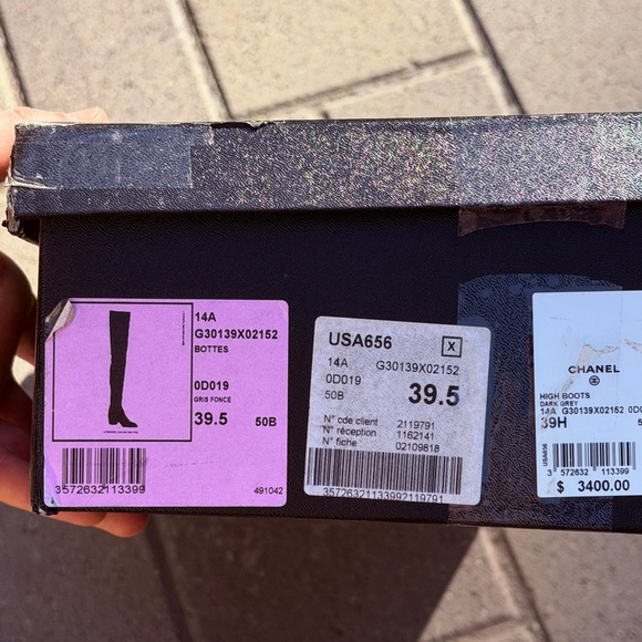 NWT🖤CHANEL🖤14A Metiers D'Art Dark Metallic Grey Thigh High Lambskin Boots - Picture 6 of 17